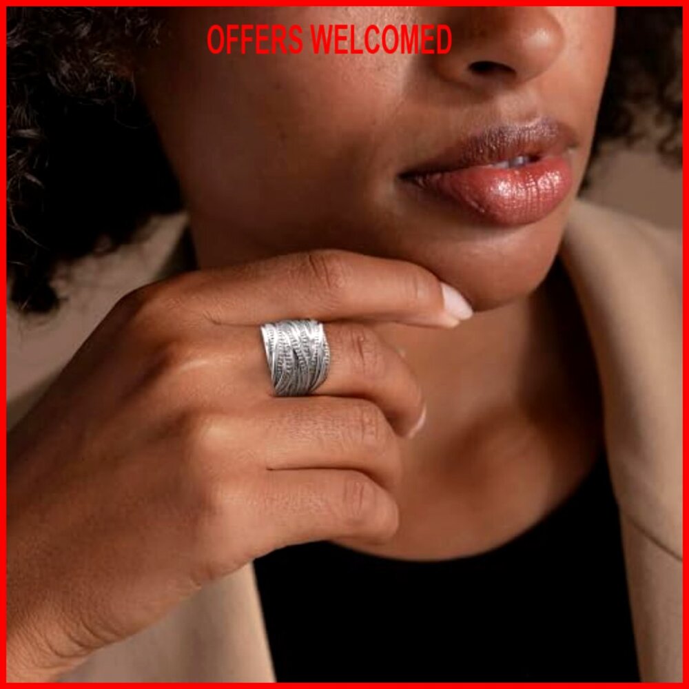 Chunky Wide Statement Ring, Copper Silver Plated,… - image 5